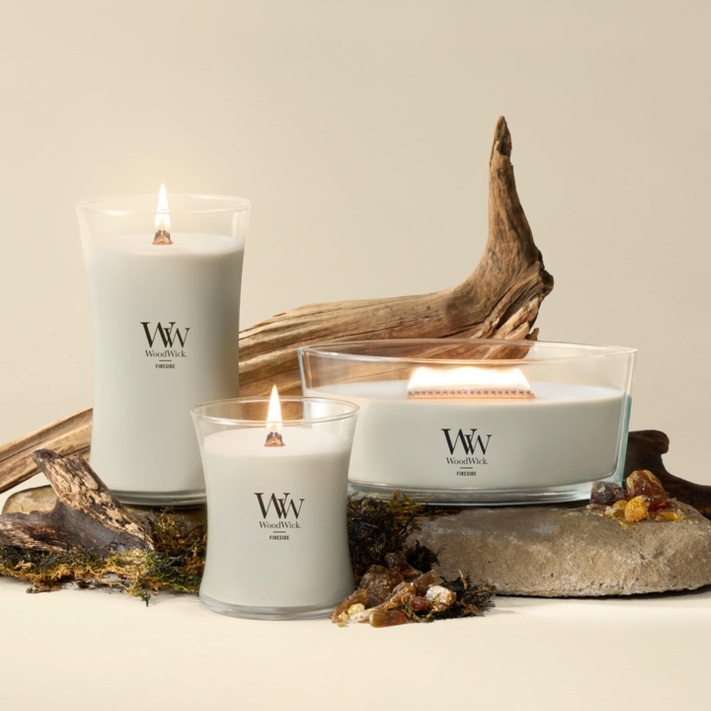 WoodWick Large Hourglass Fireside Candle, Premium Soy Blend Wax, Crackles as it burns, Perfect for Gifting, 21oz
