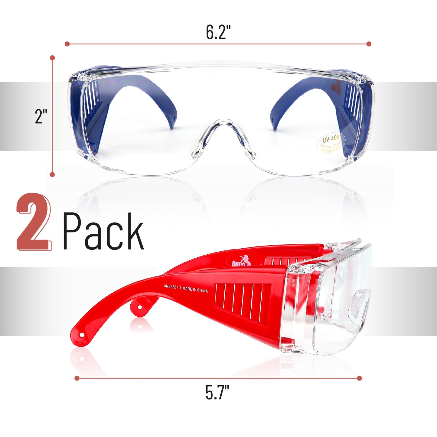 UNCO- Safety Goggles Over Glasses, Protective Goggles, Anti Fog, Work, Safety Glasses Over