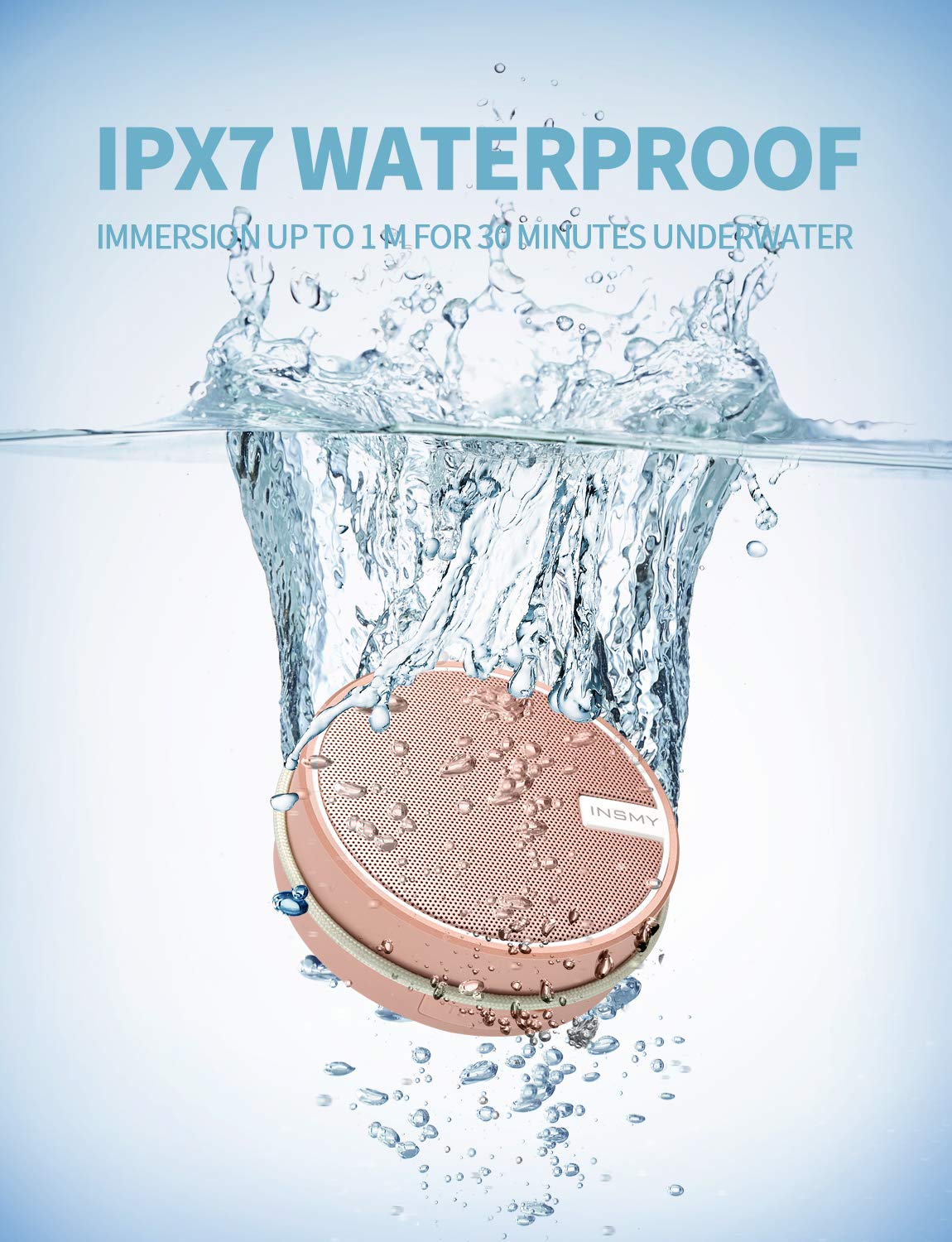 INSMY C12 IPX7 Waterproof Shower Bluetooth Speaker, Portable Small Speaker, Speakers Bluetooth Wireless Loud Clear Sound Support TF Card Suction Cup for Kayak Canoe Beach Gift (Black)