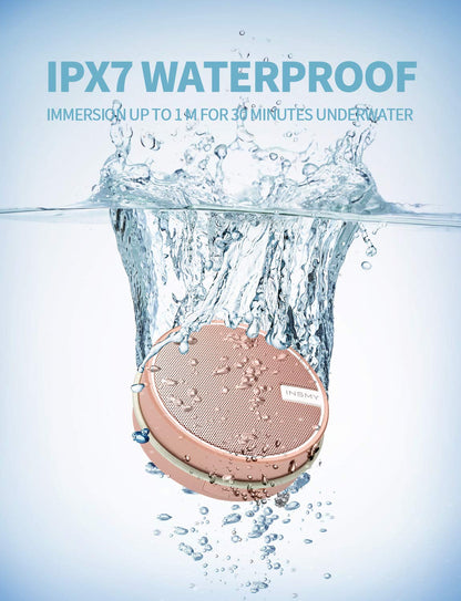 INSMY C12 IPX7 Waterproof Shower Bluetooth Speaker, Portable Small Speaker, Speakers Bluetooth Wireless Loud Clear Sound Support TF Card Suction Cup for Kayak Canoe Beach Gift (Black)