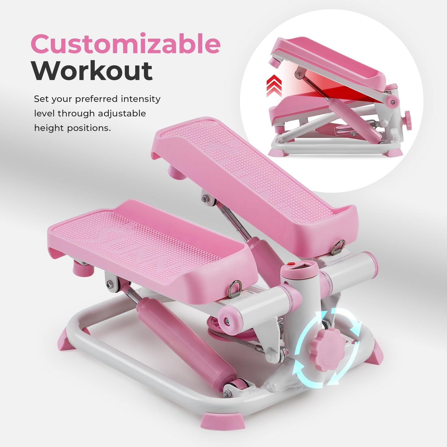 Sunny Health & Fitness Mini Steppers for Exercise at Home, Stair Step Workout Machine with Resistance Bands, Full Body Cardio Equipment, Optional Free SunnyFit App Connection Smart Stepper