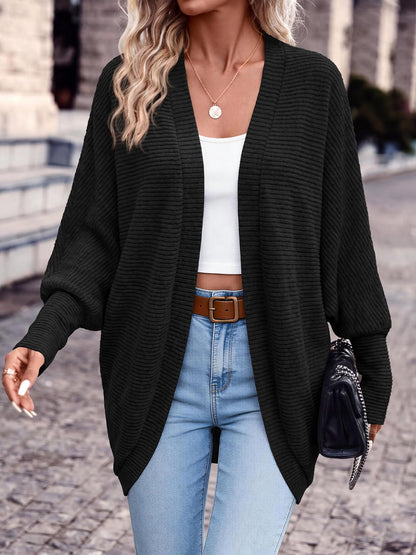 PRETTYGARDEN Batwing Long Sleeve Lightweight Cardigan Sweaters for Women | Casual Open Front Long Cardigans, Loose Fit Soft Ribbed Knit Light Weight Sweater, Fashion Early Fall Clothes, Travel Outfits