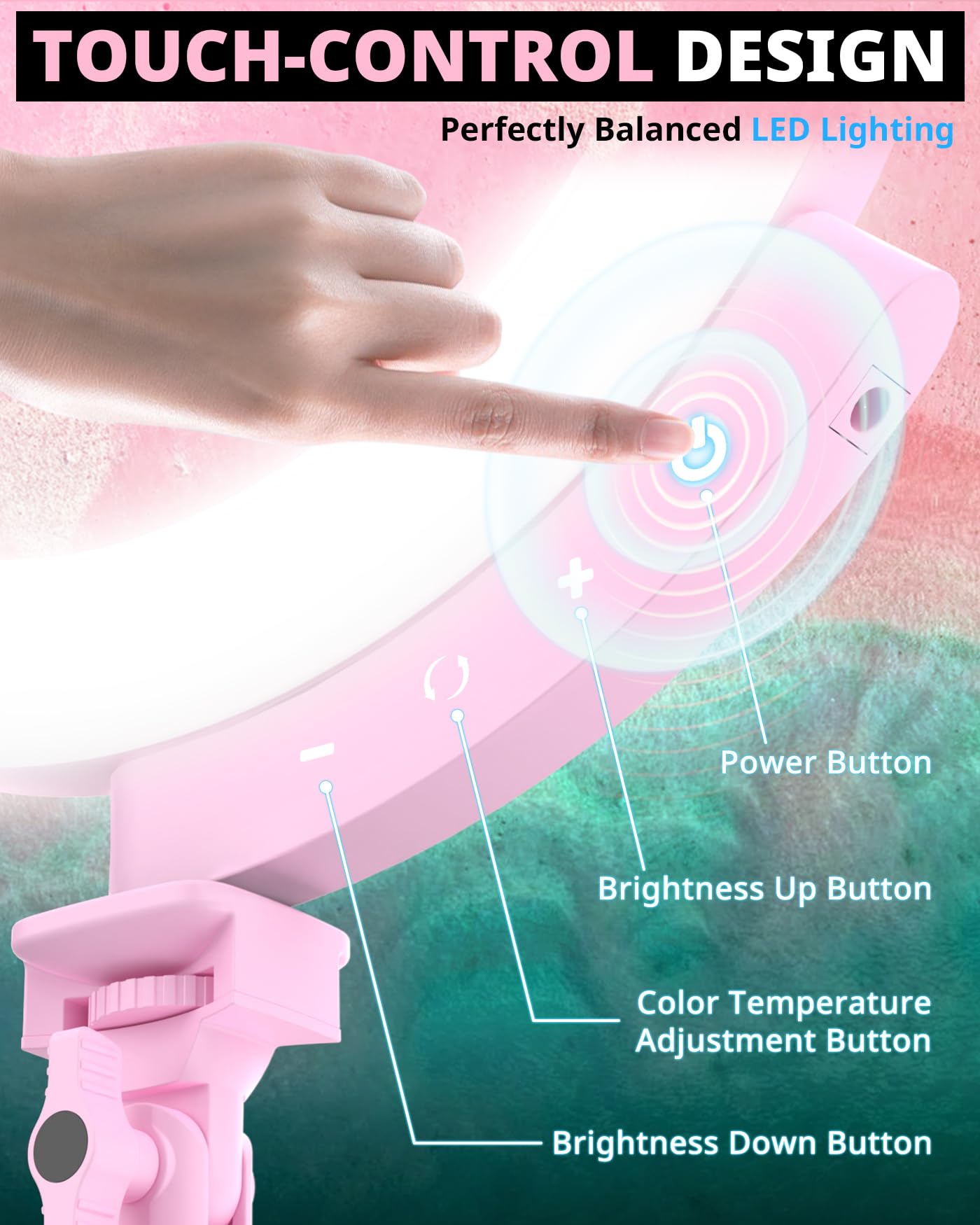 UBeesize 12'' LED Ring Light with 62'' Tripod Stand, Selfie Ring Light for Video Recording, Live Streaming, TikTok & YouTube, Compatible with iPhone & Android (Black)