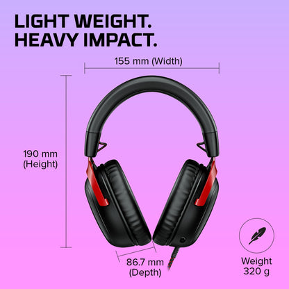 HyperX Cloud III – Wired Gaming Headset, PC, PS5, Xbox Series X|S, Angled 53mm Drivers, Spatial Audio, Memory Foam, Durable Frame, Ultra-Clear 10mm Mic, USB-C, USB-A, 3.5mm – Black/Red