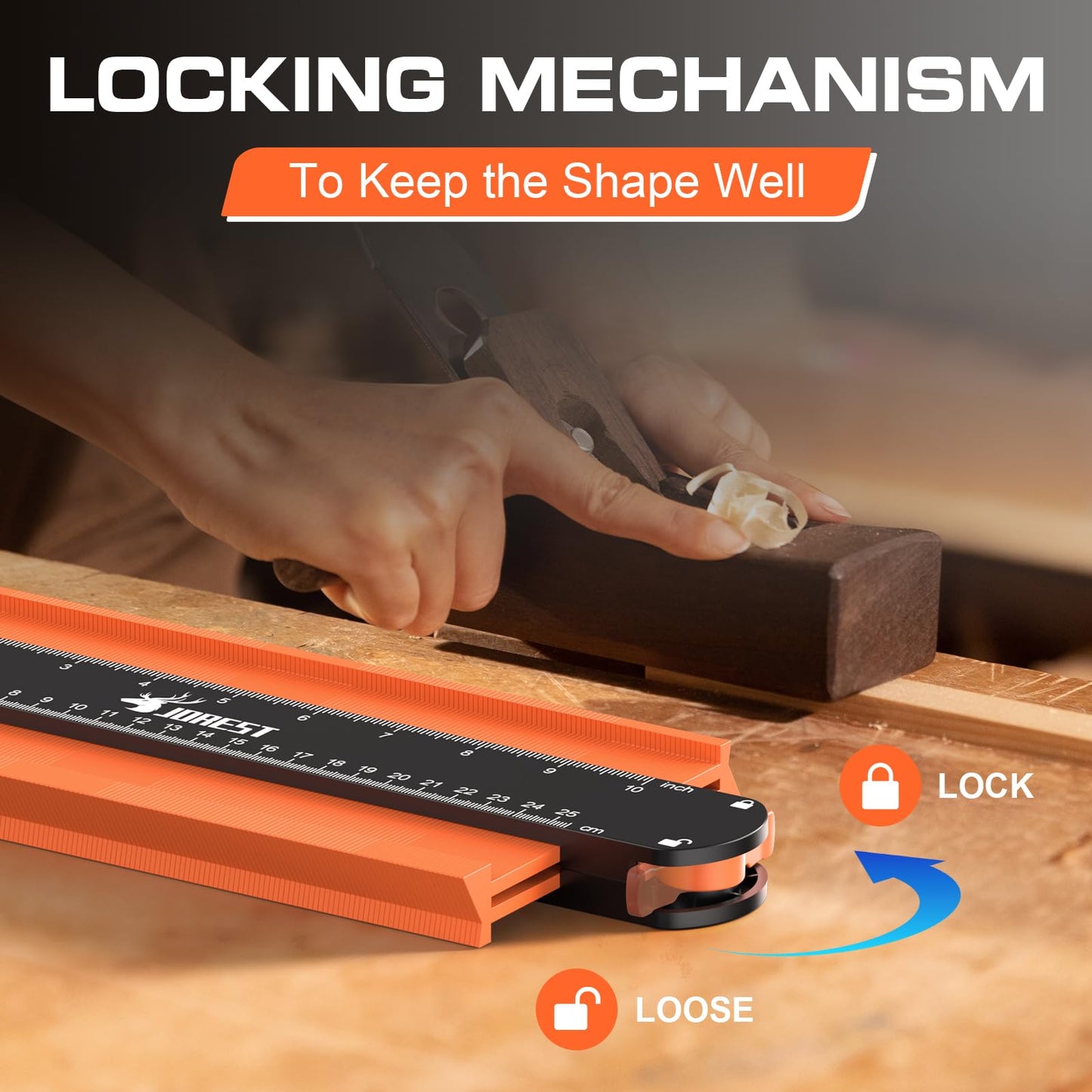 JOREST Connectable Contour Gauge (10+5 Inch), Gifts Ideas for Men Dad Handyman Husband Him, Shape Profile Duplicator with Lock, Outline Angle Measuring Tool, Template Tool, Tile Flooring, Scribe Edge