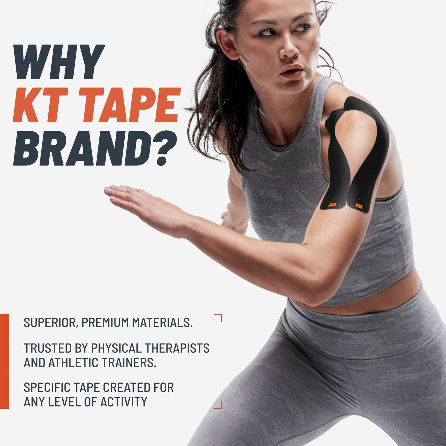 KT Tape, Original Cotton, Elastic Kinesiology Tape, Everyday Muscle and Joint Support, Daily Pain Relief, 20 Count, 10” Precut Strips, Black