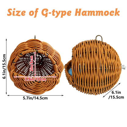 BNOSDM Rattan Bird Nest Parrot Nesting House Parakeet Nesting Soft Lovebird Warm Bed Sleeping for Parrots Bird Cage Accessories for Cockatiels Budgerigars Finches Canaries (Single-Hole Style)