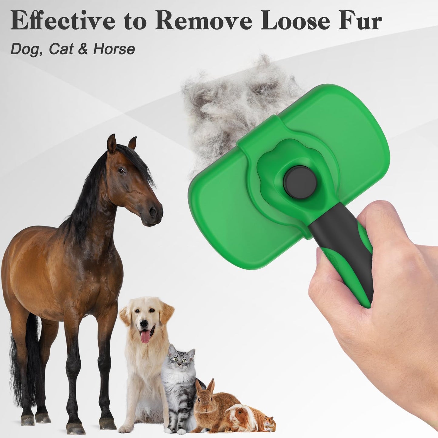 Dipoo Self Cleaning Shedding Brush - Skin Friendly Grooming Tool for Dogs, Cats, and Puppies, Deshedding and Hair Removal for Long and Short Haired Pets, Black
