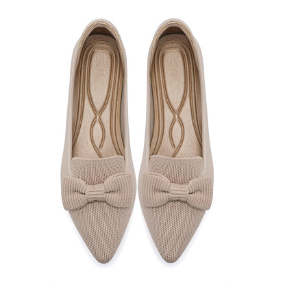 Flats for Women Mesh Ballet Flats with Bow Pointed Toe Comfortable Dressy Knit Breathable for Work Office