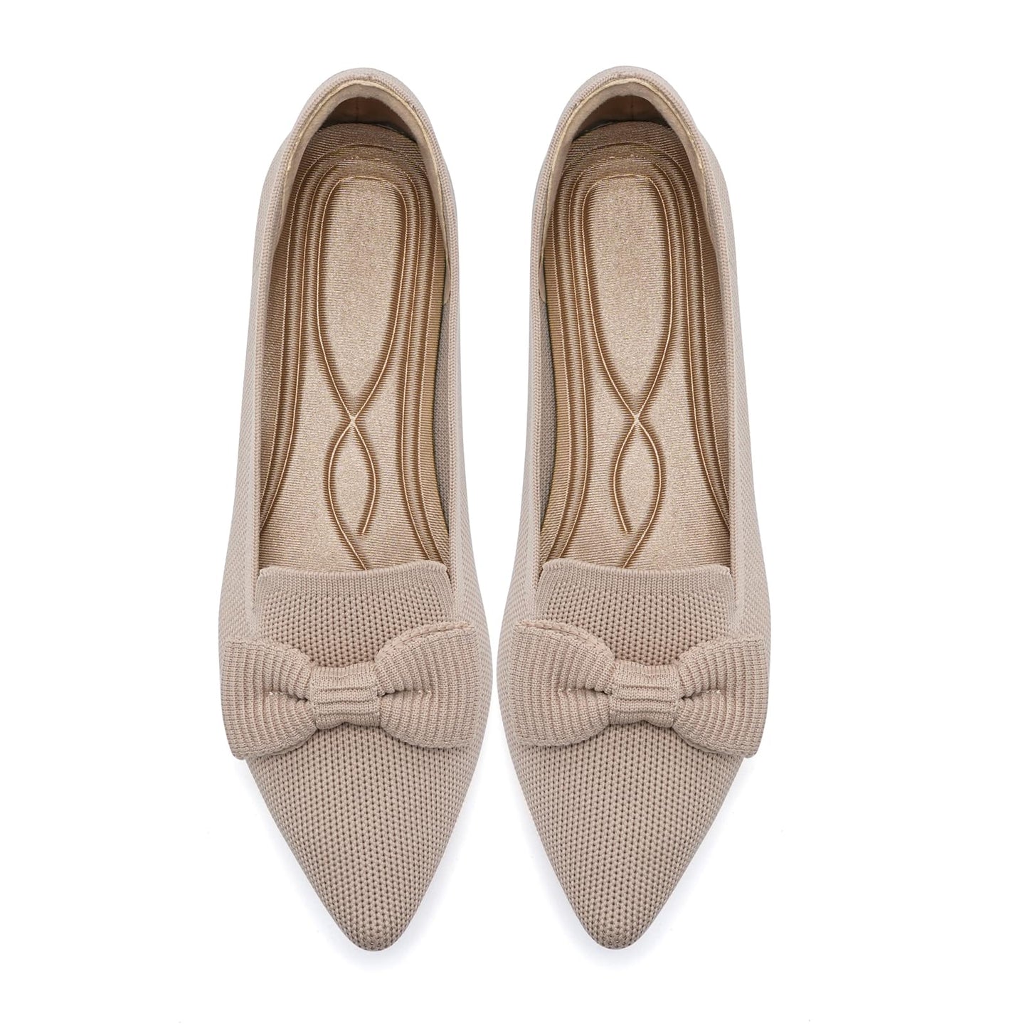 Flats for Women Mesh Ballet Flats with Bow Pointed Toe Comfortable Dressy Knit Breathable for Work Office