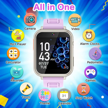Cosjoype Kids Game Smart Watch for Kids with 39 Puzzle Games HD Touch Screen Camera Music Player Pedometer Alarm Clock Calculator Flashlight 12/24hr Kid Watch Gift for 4-12 Year Old Boys Toys for Kid