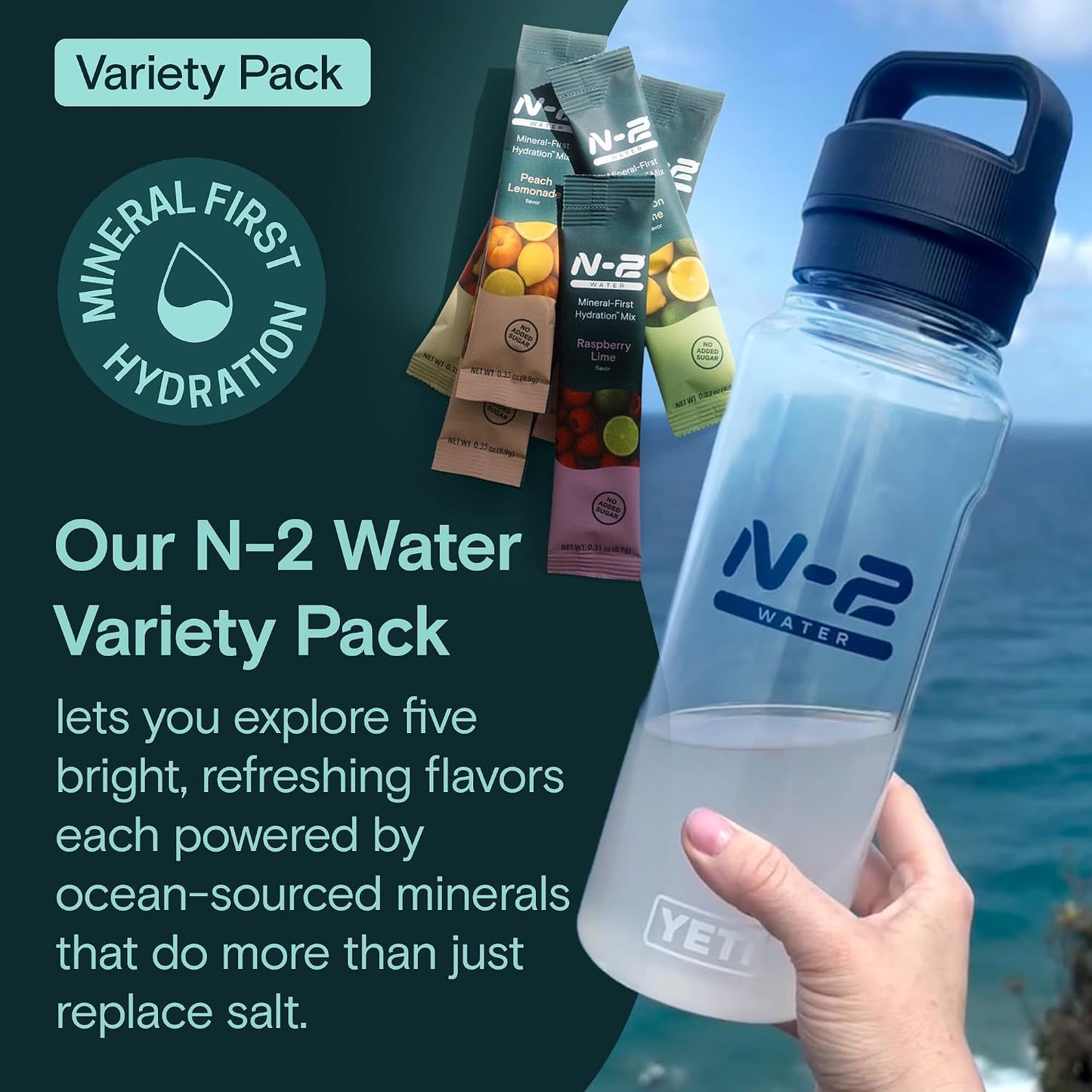 Mineral Hydration Packets – Electrolyte Powder Drink Mix with Calcium, Magnesium, Potassium – No Added Sugar, Natural Ingredients - Variety Pack (12 Packets)