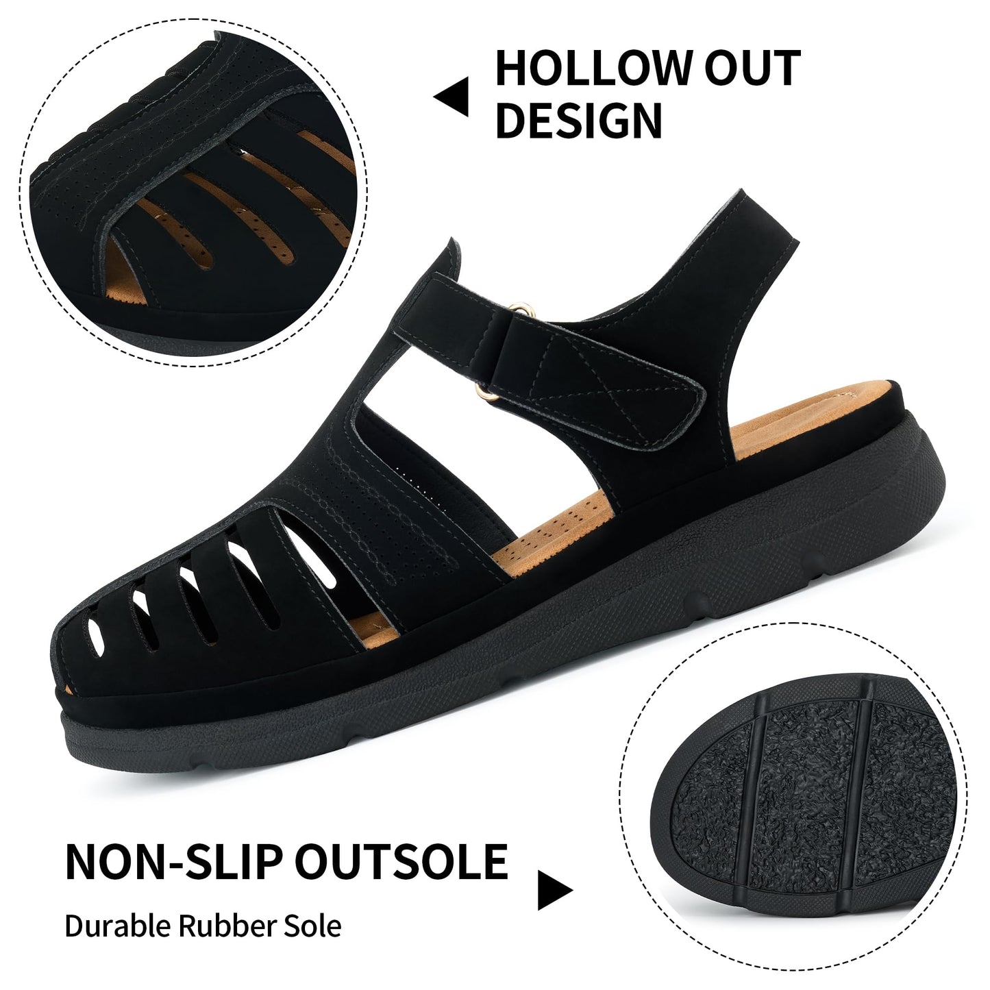 Womens Summer Flat Sandals: Comfortable Closed Toe Dressy Flats Sandals Ankle Strap Casual Outdoor Fisherman Walking Sandal