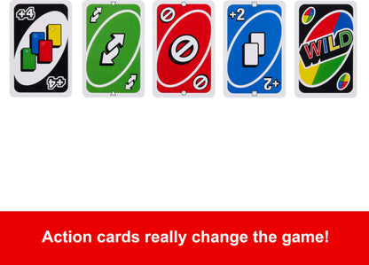 Mattel Games UNO Card Game for Kid, Adult & Family Nights & Parties, Travel & Vacations, Color Blind Accessible & Customizable Deck (Amazon Exclusive)