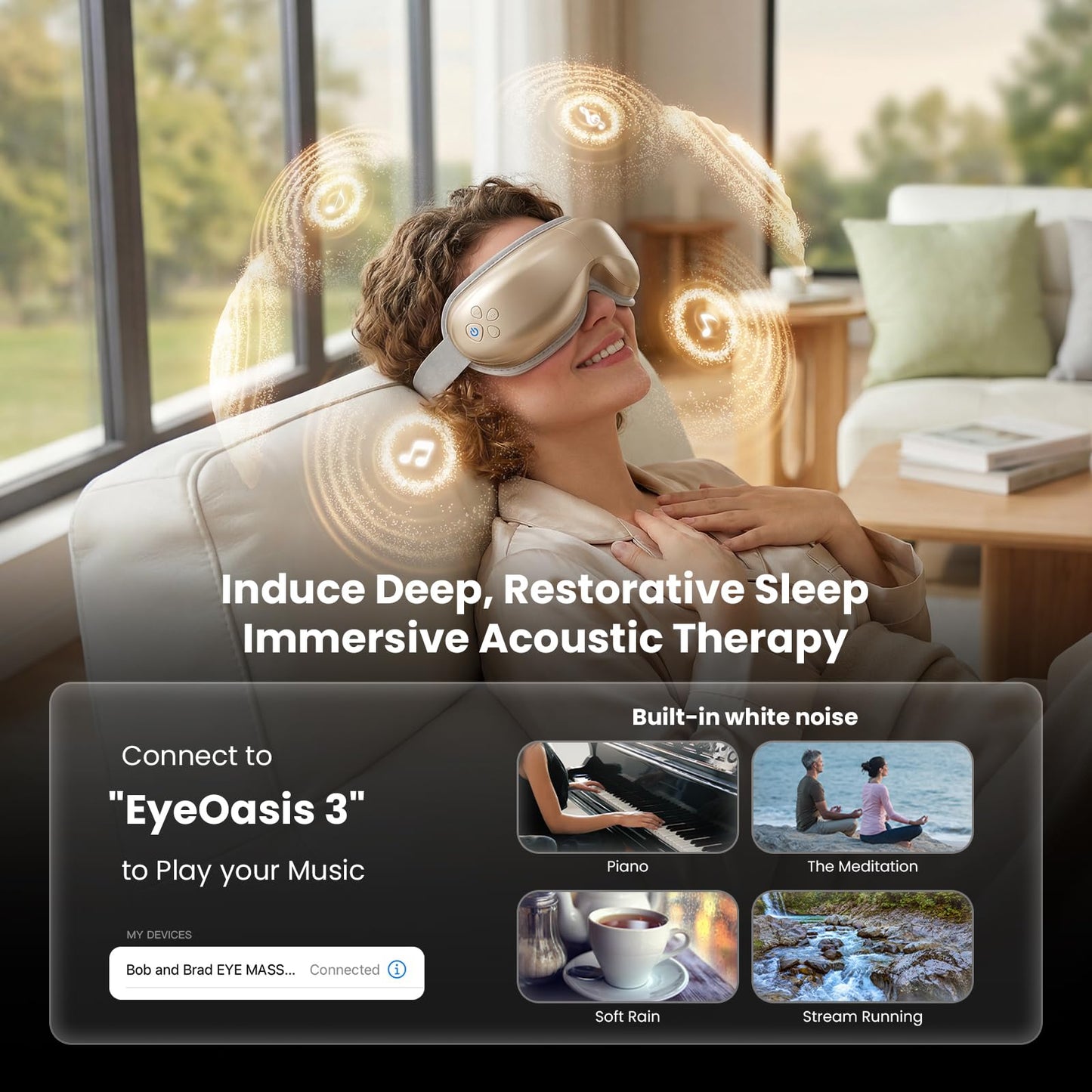 BOB AND BRAD Eye Massager with Heat FSA Eligible HSA, Birthday Gifts for Women Men Mom EyeOasis 2 Heated Eye Mask for Migraines with Music, Smart Migraine Massager for Dry Eyes Relief & Improve Sleep