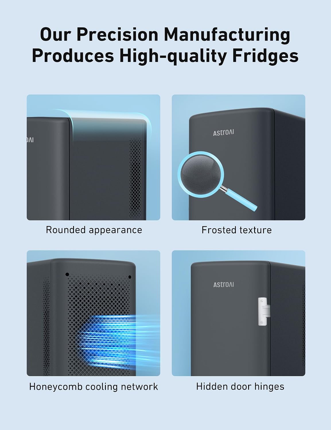 AstroAI Mini Fridge 2.0 Gen, 6 Liter/8 Cans Compact Small Refrigerator, Makeup Skincare Cooler & Warmer, Energy Efficient & Quiet, 110V AC/12V DC Portable for Bedroom, Car, Office&Dorms (Dark Grey)