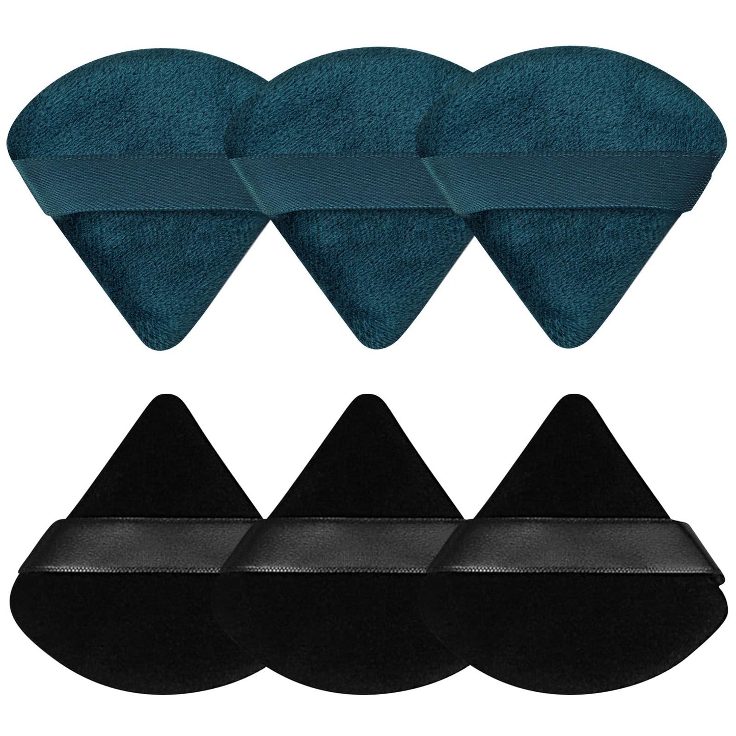 Pimoys 6 Pieces Powder Puff, Face Makeup Sponge Soft Velour Triangle Powder Puffs Beauty Sponge for Loose Powder (Black, Pink)