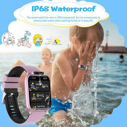 Smart Watch for Kids, 1.85" Fitness Tracker with Heart Rate, Sleep Monitor, IP68 Waterproof Smartwatches with Video Music, Pedometer, Game, NO APP/Phone, Gift for Boys Girls. (Classic, Black)