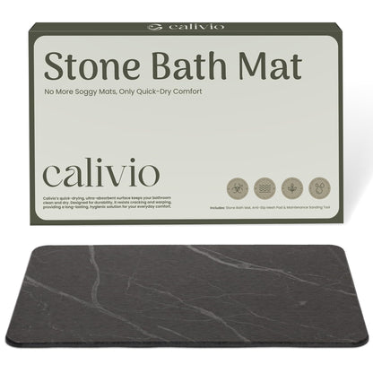 Quick Dry Shower Stone Bath Mat, Super Absorbent & Non-Slip 24 x 16 Inch Diatomaceous Earth Mat, Durable & Easy to Clean Diatomite Bath Mat for Bathroom Floor/Kitchen (River Silt)