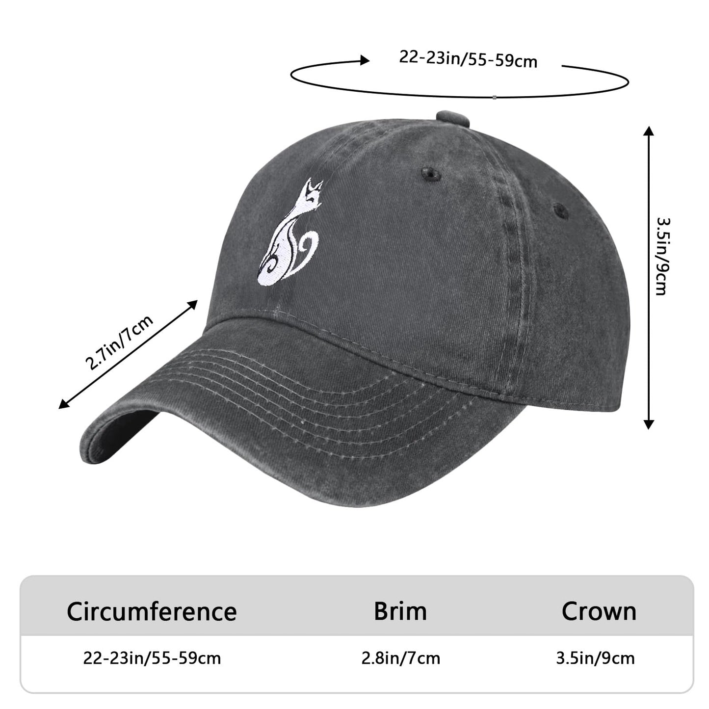 Embroidered Baseball Cap Adjustable Vintage Washed Distressed Denim Baseball Hat for Women Men
