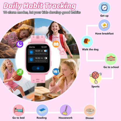 Smart Watch for Kids with 12 Puzzle Games, 1.83" Fitness Tracker Watch Heart Rate Sleep Monitor, Pedometer, Alarm Clock, Flashlight, Gift for 6-12 Year Old Boys Girls