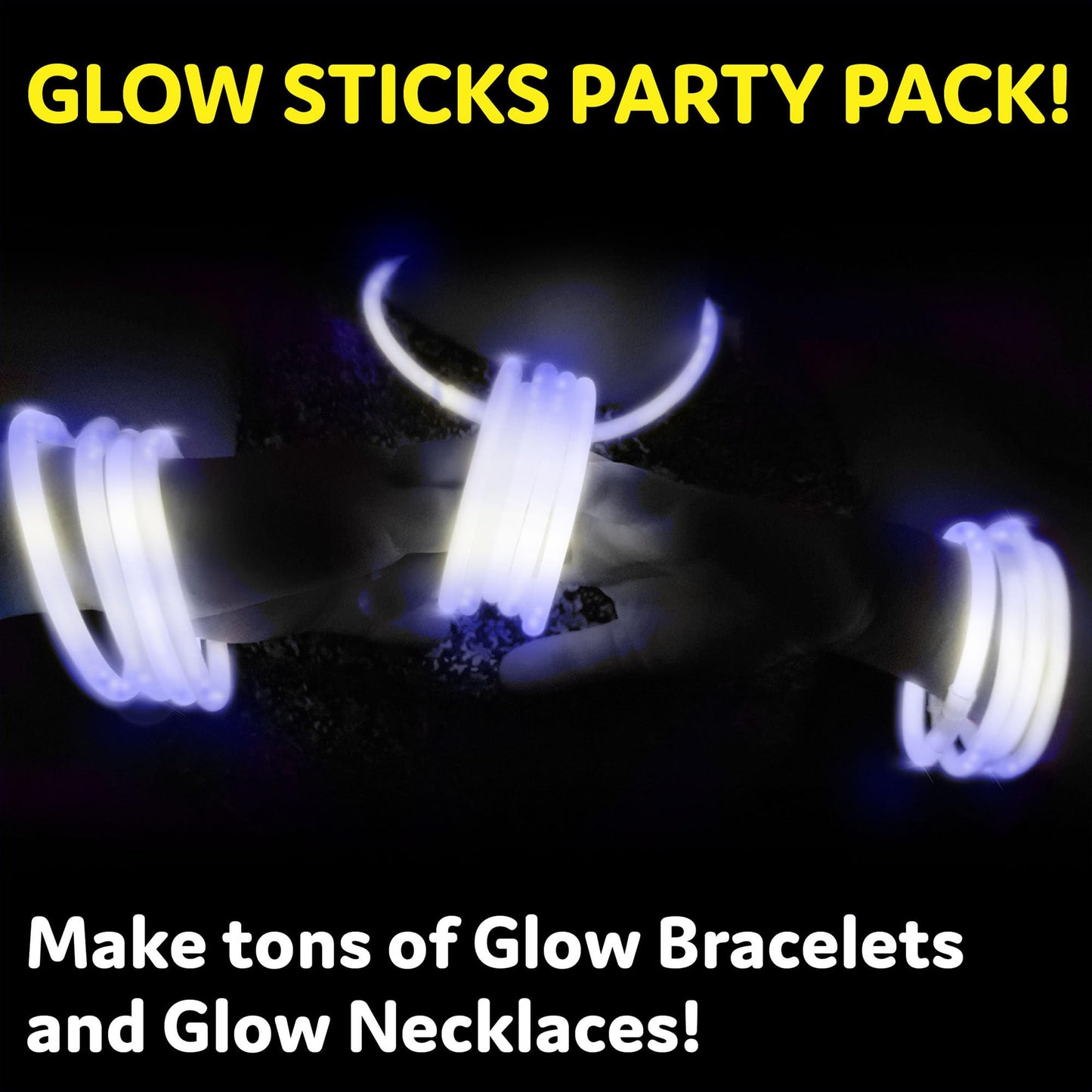 PartySticks Glow Sticks Party Supplies 100pk - 8 Inch Glow in the Dark Light Up Sticks Party Favors, Glow Party Decorations, Neon Party Glow Necklaces and Glow Bracelets with Connectors