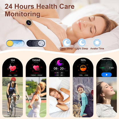 Smart Watch for Women with Diamonds (Answer/Make Call),1.32''Full Screen Smart Watch for Android /iOS,Fitness Tracker with Heart Rate/Blood Oxygen/Sleep Monitor/AI Voice Watches for Women,3 Straps