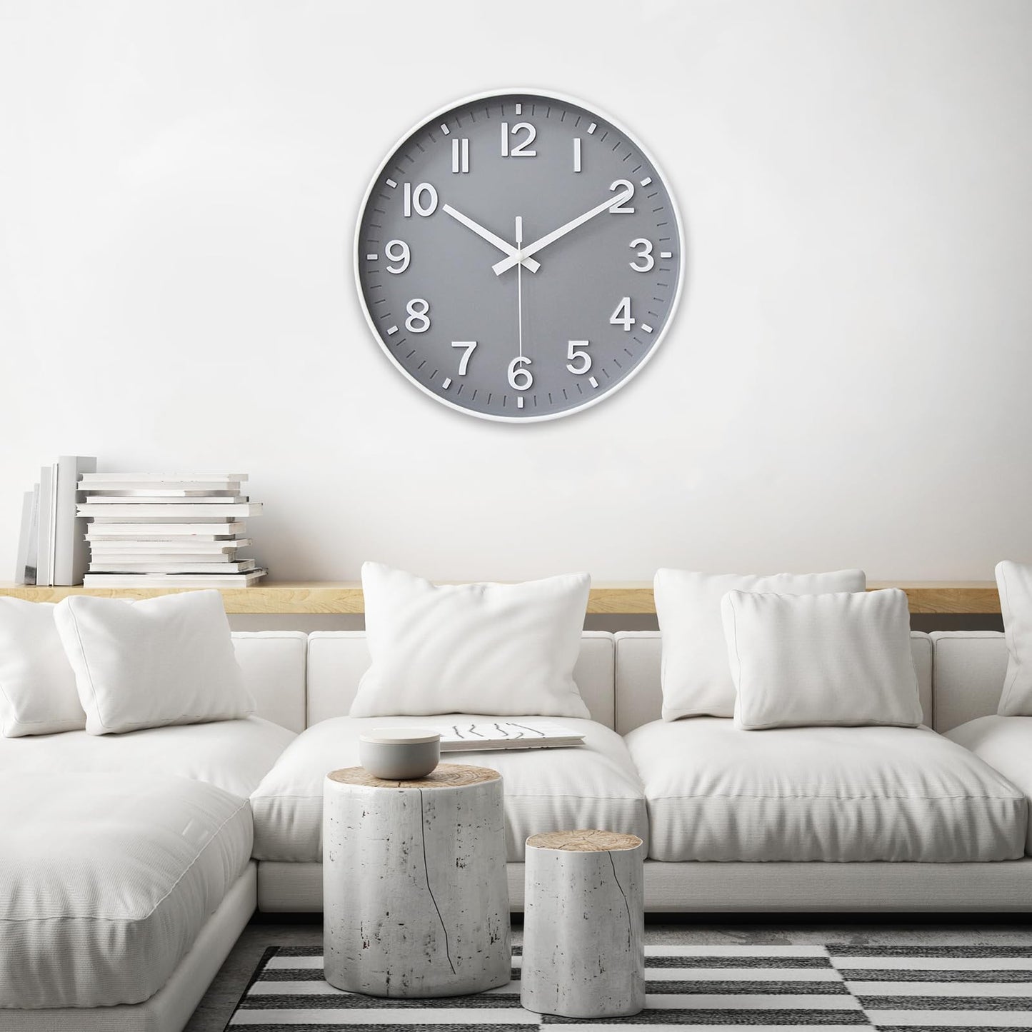 HZDHCLH Wall Clocks Battery Operated,Wall Clock Green,8 inch Wall Clock Silent Non Ticking Modern 3D Numbers for Kitchen Bedroom Living Room Office Classroom Decor