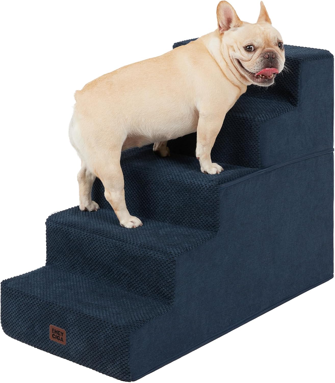 EHEYCIGA Dog Stairs for Small Dogs 13.5" H, 3-Step Dog Steps for Couch Sofa and Chair, Pet Steps for Medium Cats, Non-Slip Balanced Pet Ramp Indoor, Grey
