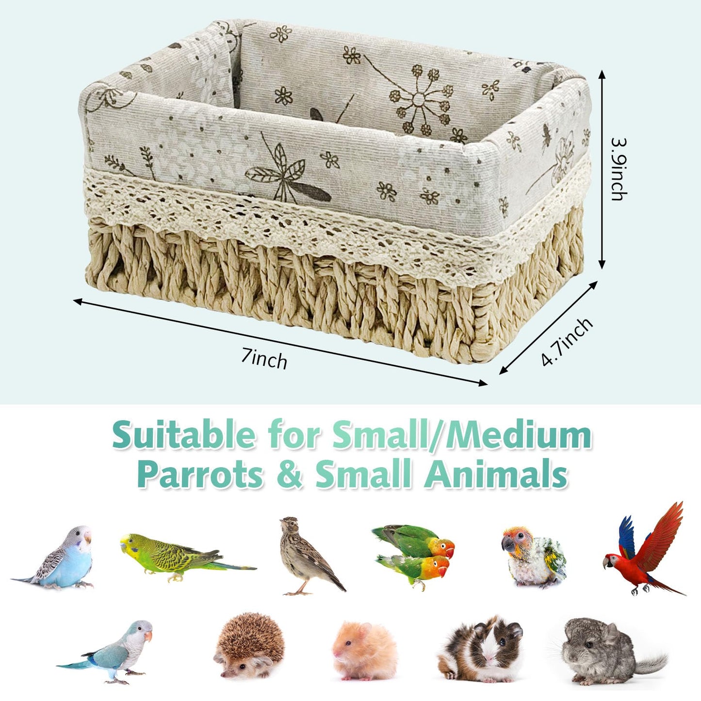 kathson Bird Nest Parrot House Birds Sleeping Bed Straw Weave All Season Hanging Hammock Bird Bed Snuggle Hut Birdcage Accessories for Parakeets Budgies Cockatiels Conures Quaker Parrot(Yellow)