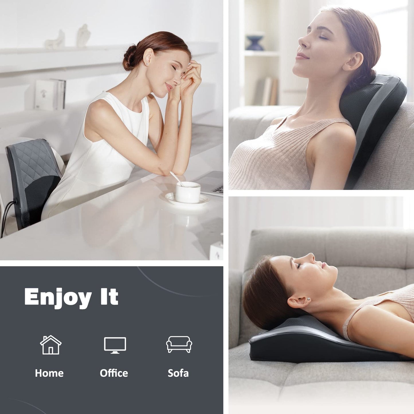 Boriwat Back Massager with Heat, 3D Kneading Massage Pillow for Back, Neck, Shoulder, Leg Pain Relief Deep Tissue, Gifts for Women Men Mom Dad