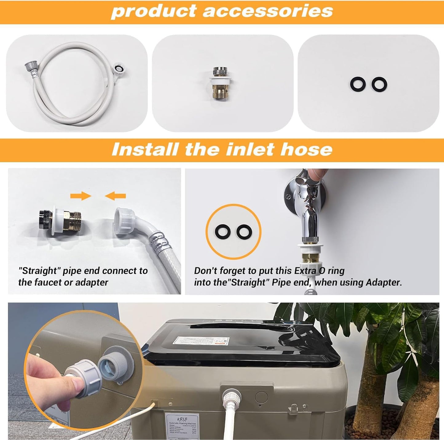 Portable Washing Machine, 17.7lbs Full-Automatic Small Washing Machine for Apartment, 10 Wash Programs with Drain Hose Dorm Size Portable Washer for RV, Home, College, Grey