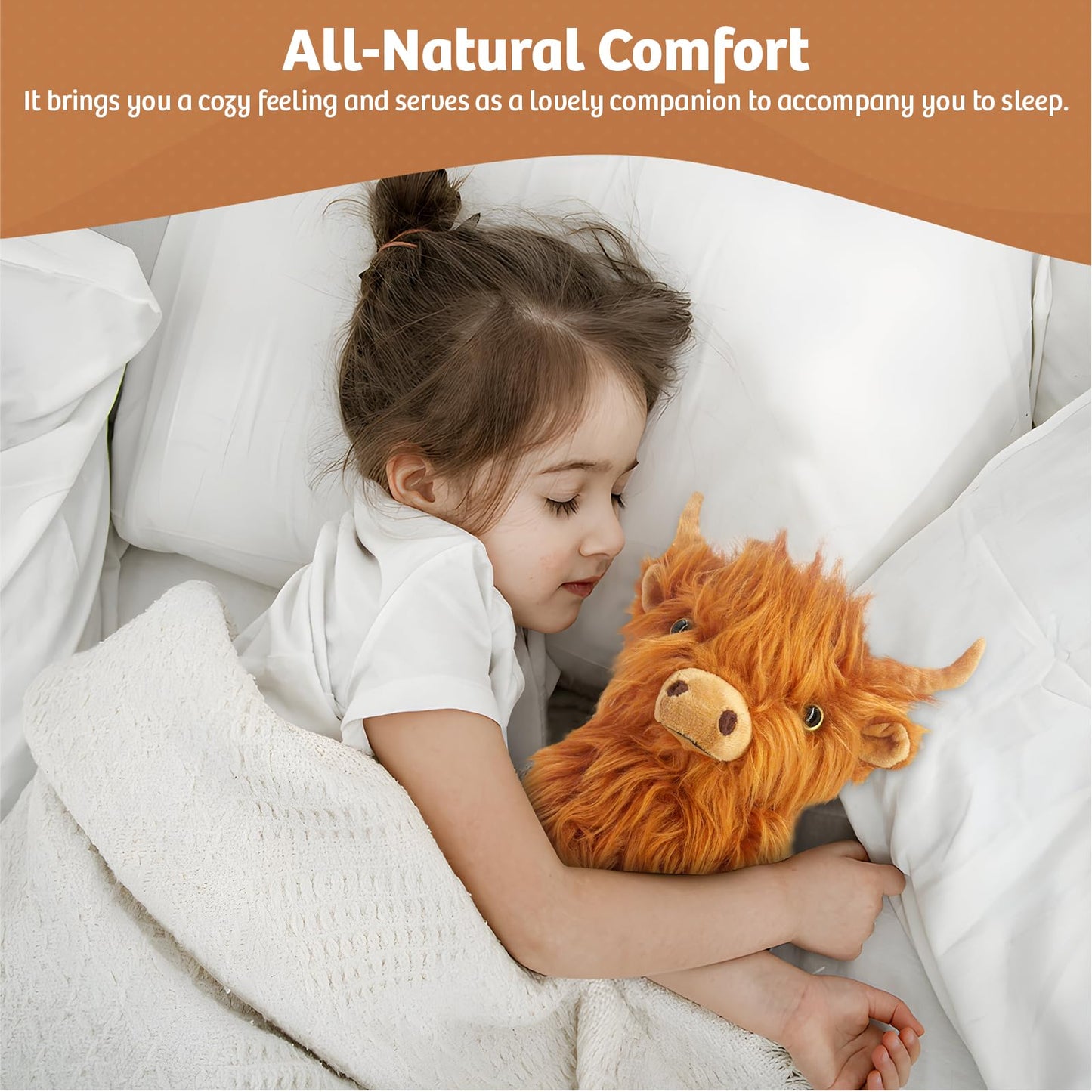 Marysun Microwavable Highland Cow Stuffed Animal - Weighted Stuffed Animal Plush, Heating Pad, Cozy Gift for Girls|Women|Kids|Elderly People, 9.8in, 1.65lb