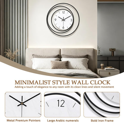 Dankeit Decorative Wall Clock,Silent Non-Ticking Quality Quartz Movement Battery Operated,Large Wall Clocks for Living Room Kitchen Home Bathroom Bedroom Wall Decor,16x16inch,White