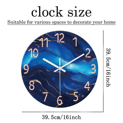 White Marble Glass Wall Clocks Battery Operated 12 Inch Abstract Decorative Analog Wall Clocks for Living Room Bedroom Office Silent Wall Clock Modern