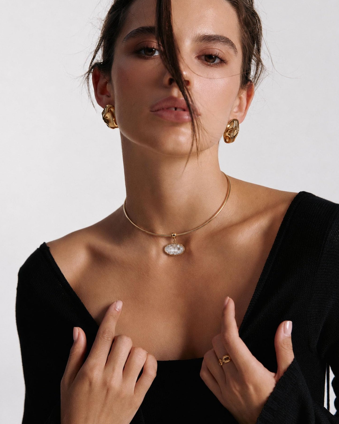 TLY Collar Choker Necklace for Women Trendy Non Tarnish 18K Gold Plated Dainty Wire Choker Cubic Zirconia Pendant Necklace Waterproof Cute Fashion Simple Necklace Stack Womens Jewelry Gift