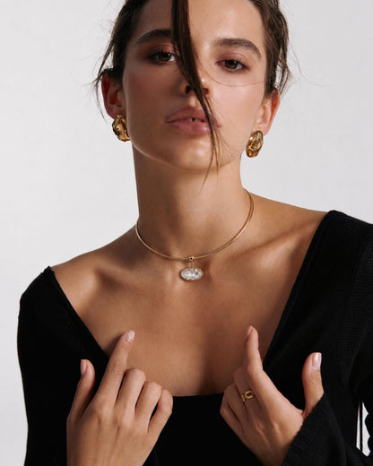 TLY Collar Choker Necklace for Women Trendy Non Tarnish 18K Gold Plated Dainty Wire Choker Cubic Zirconia Pendant Necklace Waterproof Cute Fashion Simple Necklace Stack Womens Jewelry Gift