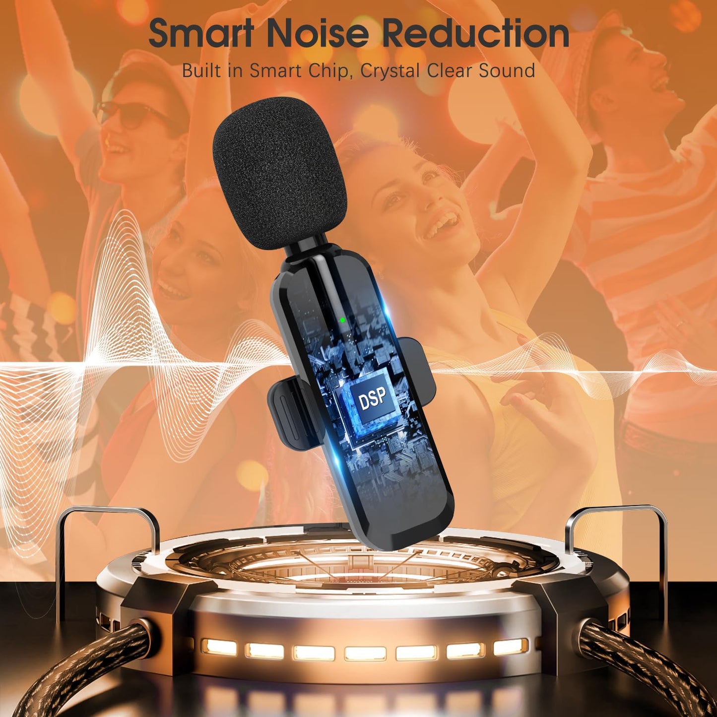 MAYBESTA Wireless Mini Microphone for iPhone, Android Phone - 2 Pack Lavalier Lapel Mic for Audio Video Recording - Clip on Content Creator Microphones for YouTube Tiktok Podcast Vlogging