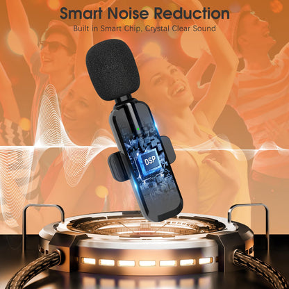 MAYBESTA Wireless Mini Microphone for iPhone, Android Phone - 2 Pack Lavalier Lapel Mic for Audio Video Recording - Clip on Content Creator Microphones for YouTube Tiktok Podcast Vlogging