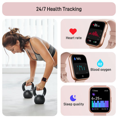 Tensky Smart Watch for Men/Women Android/iPhone/Samsung, Alexa Built-in, 1.8" Touch Screen Fitness Tracker with Answer/Make Calls, 3ATM Waterproof Heart Rate/Sleep/SpO2 Monitor, 120+ Sport Modes