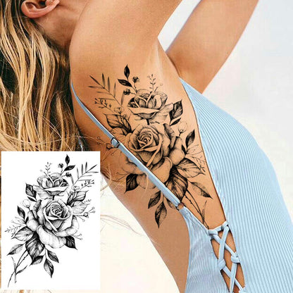 12 Sheets Beautiful Butterfly Flowers Temporary Tattoos For Women Feet Hands Body Art, Realistic Rose Peony Floral Fake Tattoo Sticker For Legs Ankle, Waterproof Lily Dreamcatcher Temp Tatoos Decals