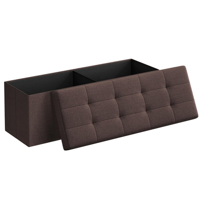 SONGMICS MAZIE Collection - 30 Inches Folding Storage Ottoman Bench, Ottoman Foot Rest, End of Bed Bench, Storage Chest, Load 660 lb, for Living Room, Bedroom, Entryway, Dark Gray ULSF47K