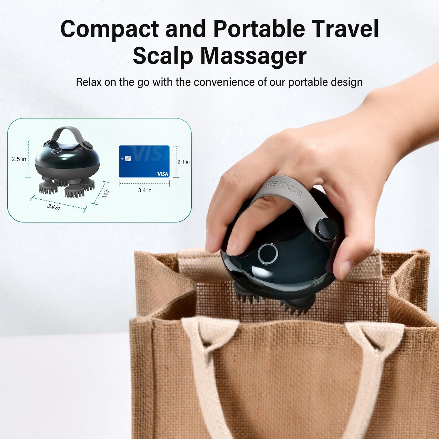 arboleaf Electric Scalp Massager Head Massager Scalp Stress Relax, 5 in 1 Kneading 128 Massage Nodes, Waterproof Hair Massage with 8 Removable Claws Cat Scratcher, Gift for Dad Mom