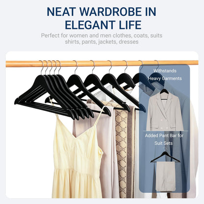 Amber Home 30 Pack Wooden Coat Hangers, Natural Wood Suit Hangers with Non-Slip Pant Bar, Clothes Hangers for Closet Organization, Shirts, Jackets, Dresses, and Pants (Natural, 30)
