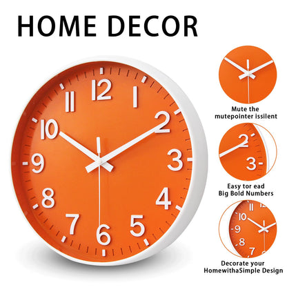 HZDHCLH Wall Clocks Battery Operated,Wall Clock Green,8 inch Wall Clock Silent Non Ticking Modern 3D Numbers for Kitchen Bedroom Living Room Office Classroom Decor