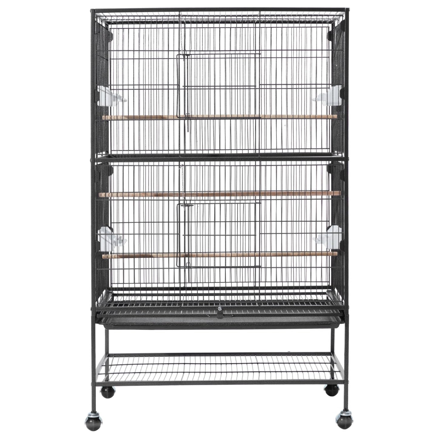 VEVOR Bird Cage, 24.6 x 16.7 x 53.9 inch, Flat Top, Wrought Iron Bird Flight Cage with Perches, Slide-Out Tray and Plastic Feeders, Casters, for Parrot, Blue Tit, Cockatiel, Canary, Budgerigar, Conure