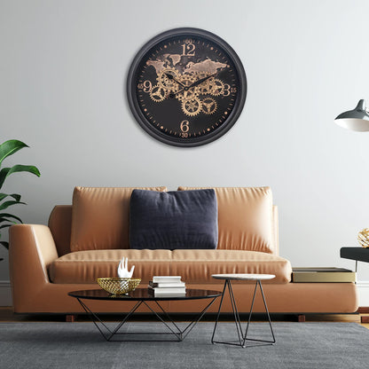 CLXEAST Mid Century Minimalist Modern Wall Clocks,24 Inch Wall Clock with Moving Gears, Large Cream Gold Wall Clocks for Living Room Decor,House Warming Gifts New Home