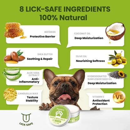 PawSono Lick-Safe Dog Paw & Nose Balm with Coconut Oil | All-Natural Dog Paw Protector Against Hot Pavement & Sand, Great for Dogs who Hate Dog Booties or Shoes (2.1 oz / 60 g)