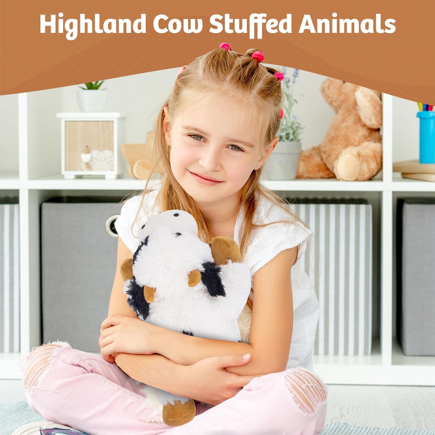 Marysun Microwavable Highland Cow Stuffed Animal - Weighted Stuffed Animal Plush, Heating Pad, Cozy Gift for Girls|Women|Kids|Elderly People, 9.8in, 1.65lb
