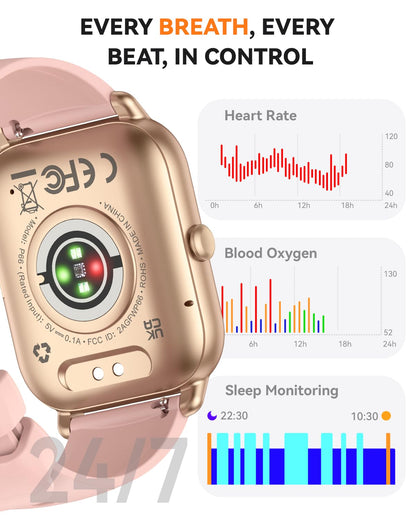 Smart Watches for Men Women, Fitness Tracker with Activity Counter/Sleep Monitor, IP68 Waterproof Smart Watch for Android iPhone iOS Compatible (Jet Black, 1.83)